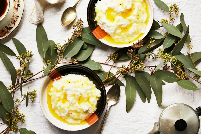 Shir Berenj (Persian Rice Pudding with Saffron Syrup) image