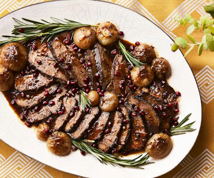 Pomegranate Chuck Roast with Cipollini Onions image