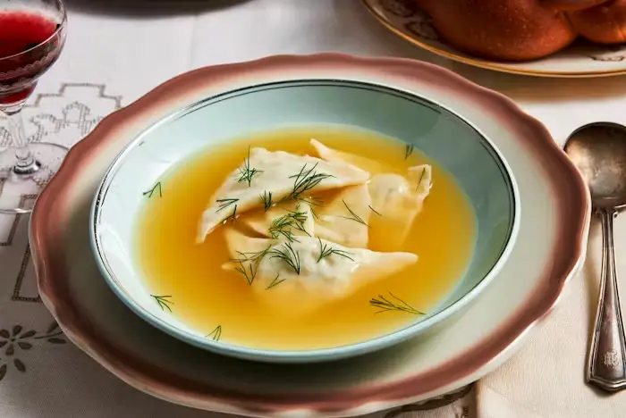 Kreplach (Chicken-Filled Dumplings in Broth) image