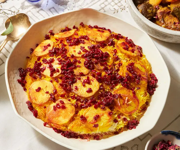 Tahdig (Crispy Saffron Rice With Barberries and Potatoes) image