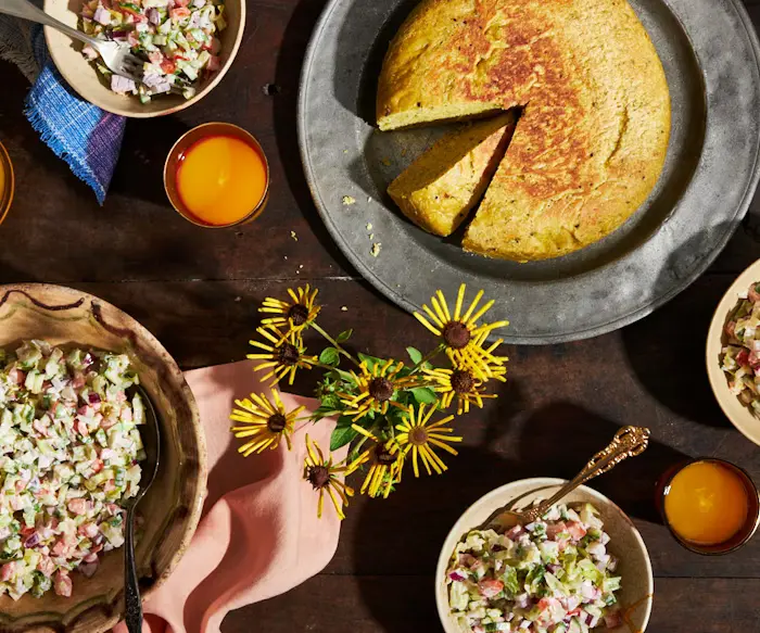 Pitpit Salad (Chopped Salad With Spiced Sour Cream) image