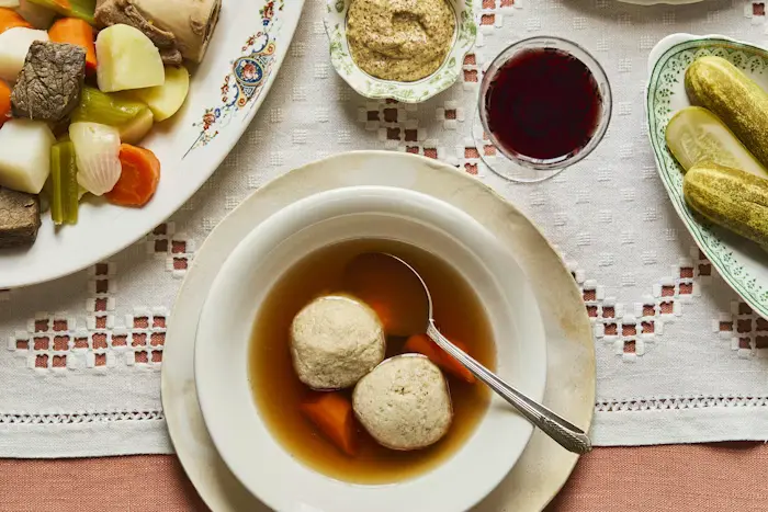 Matzah Balls in Beef Broth image