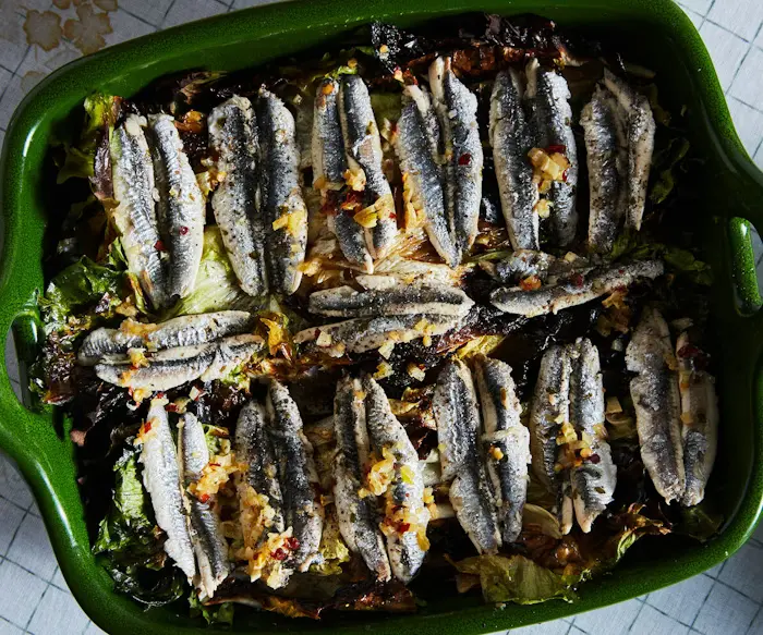Aliciotti Con Indivia (Anchovies Baked With Escarole) image