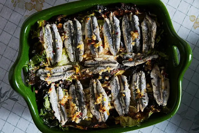 Aliciotti Con Indivia (Anchovies Baked With Escarole) image