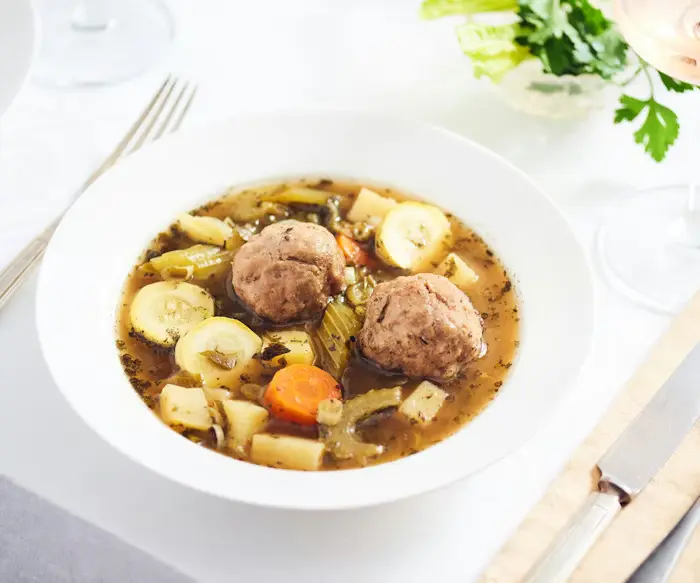 Kibbeh Hamdah (Tangy Meatball Soup With Lemon and Celery) image