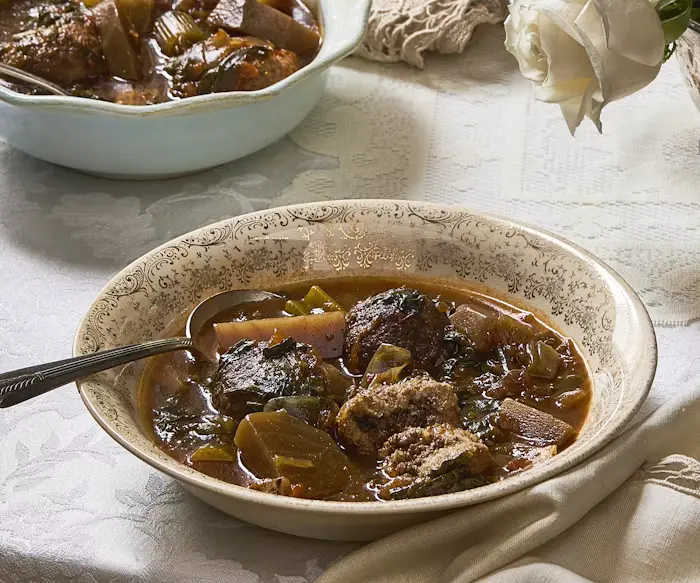 Overnight Beet Kubbeh Soup image