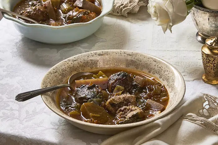 Overnight Beet Kubbeh Soup image