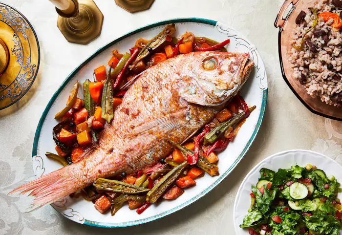 Steamed Red Snapper with Pumpkin and Okra image