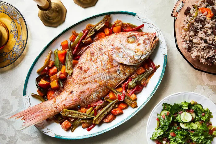 Steamed Red Snapper with Pumpkin and Okra  image