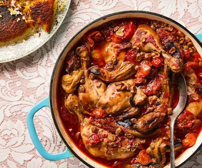 Joojeh Bademjan (Persian Chicken and Eggplant Stew with Sour Grapes) image