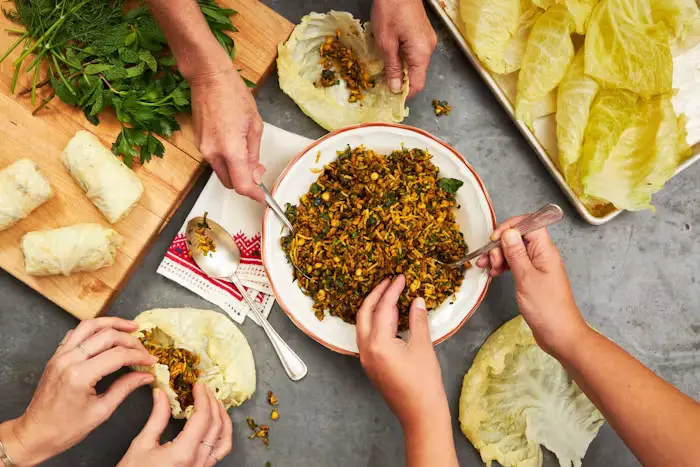 Cabbage Dolmeh (Stuffed Cabbage With Split Peas and Rice)  image