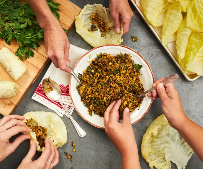 Cabbage Dolmeh (Stuffed Cabbage With Split Peas and Rice)  image