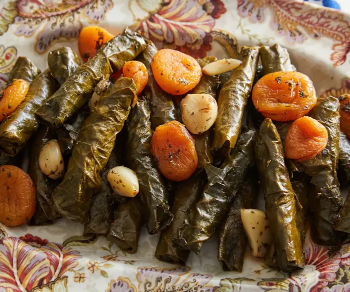 Yebra (Stuffed Grape Leaves With Apricots) image