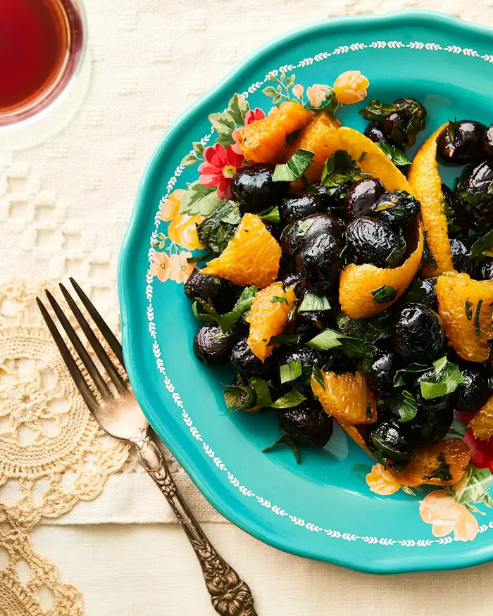 Cured Black Olives with Orange and Herbs image