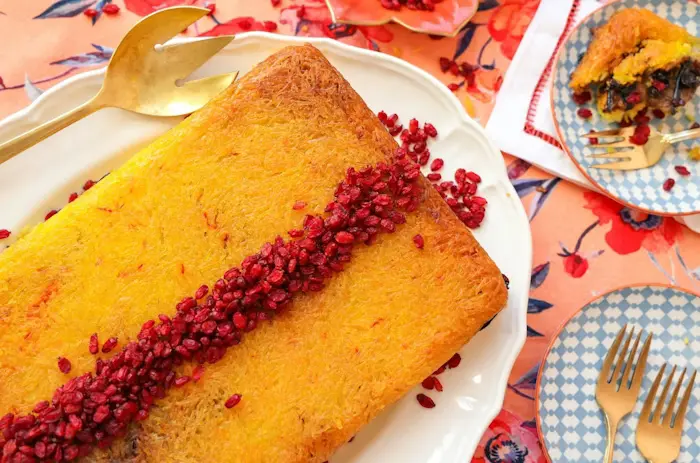 Eggplant Tachin with Barberries (Persian Baked Crispy Rice)  image