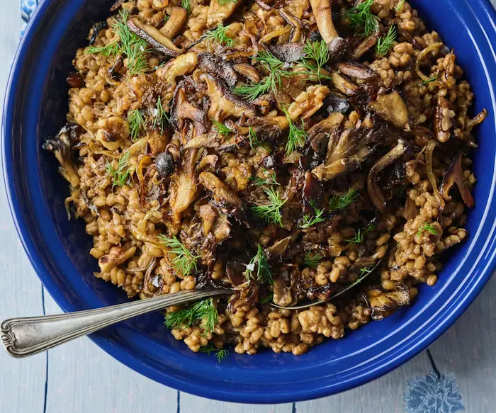 Toasted Barley Pilaf with Mushrooms and Dill image