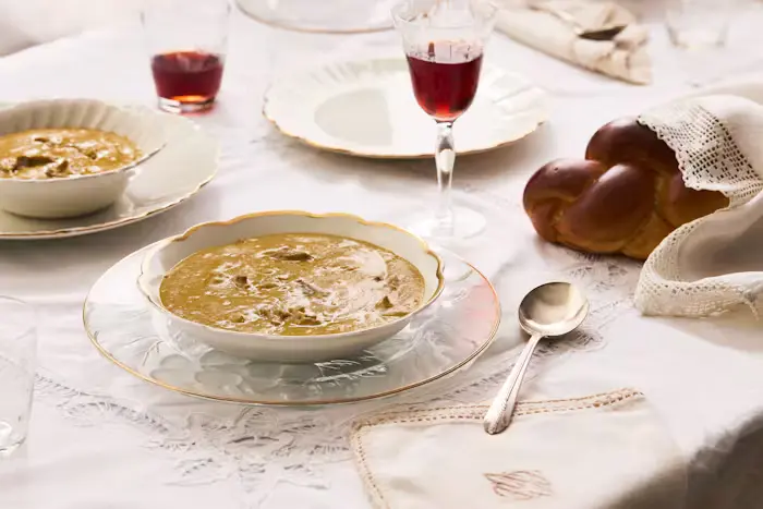 A Split Pea and Flanken Soup for Cozy Nights in the Sukkah image