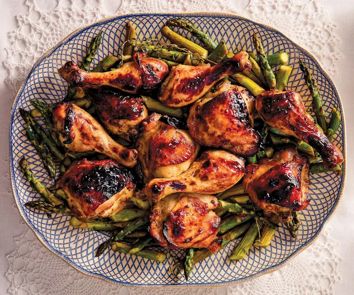 Apricot Chicken with Roasted Asparagus  image
