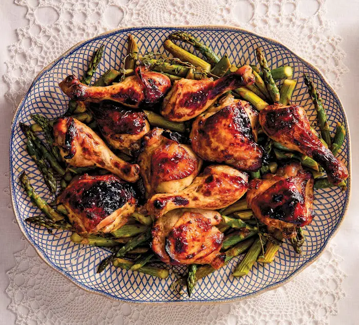 Apricot Chicken with Roasted Asparagus  image
