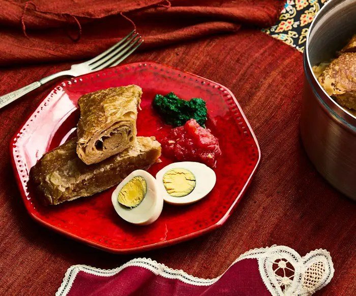 Jachnun (Yemenite Jewish Bread) with Slow-Cooked Eggs image