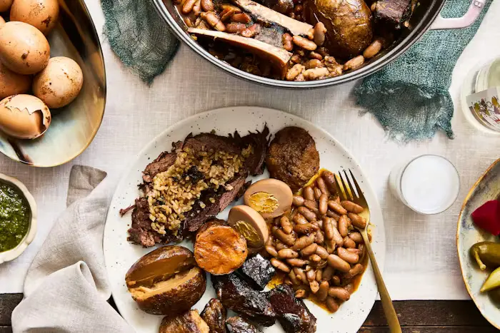 Hamin with Rice-Stuffed Steak and Kuklas (Bread Dumplings) image