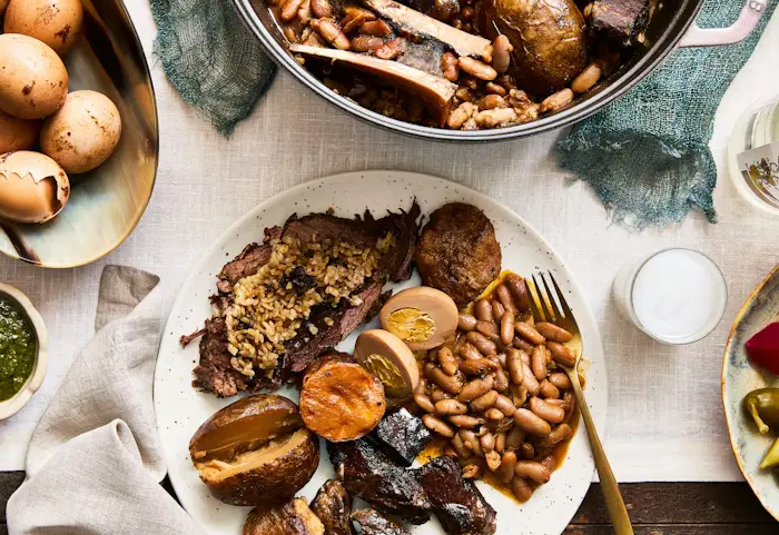 Hamin with Rice-Stuffed Steak and Kuklas (Bread Dumplings) image