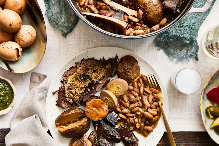 Hamin with Rice-Stuffed Steak and Kuklas (Bread Dumplings) image