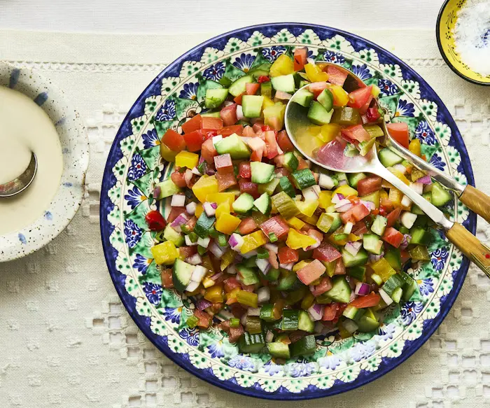 Chopped Salad with Pickles and Roasted Peppers image
