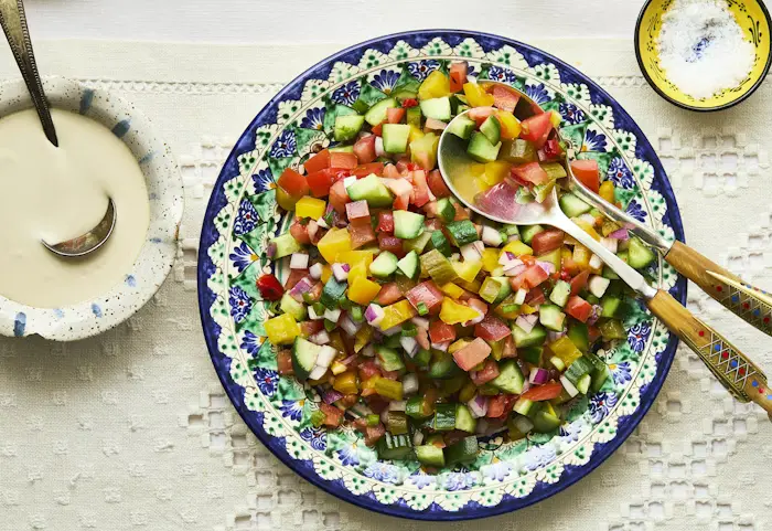 Chopped Salad with Pickles and Roasted Peppers image