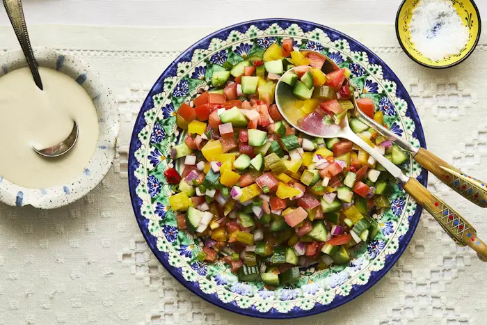 Chopped Salad with Pickles and Roasted Peppers image