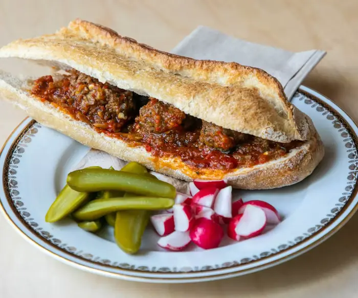 Meatball Sandwich with Algerian Matbucha image