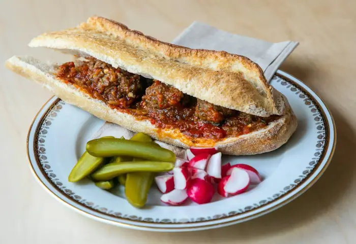 Meatball and Algerian Matbucha Sandwiches image