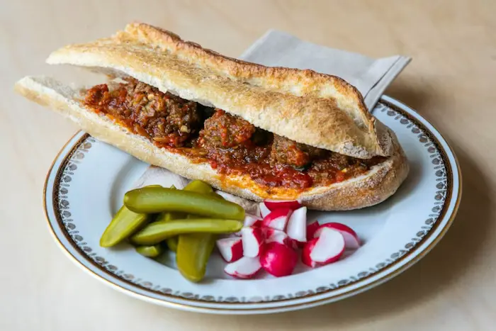 Meatball Sandwich with Algerian Matbucha image