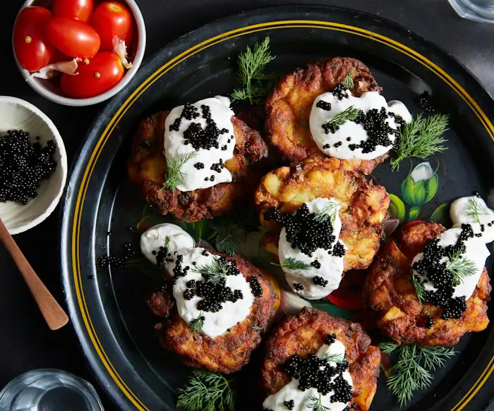 White Fish and Potato Latkes With Horseradish Sour Cream image