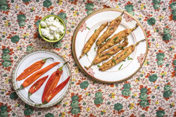 Chushki Burek (Roasted Peppers Stuffed with Cheese) image